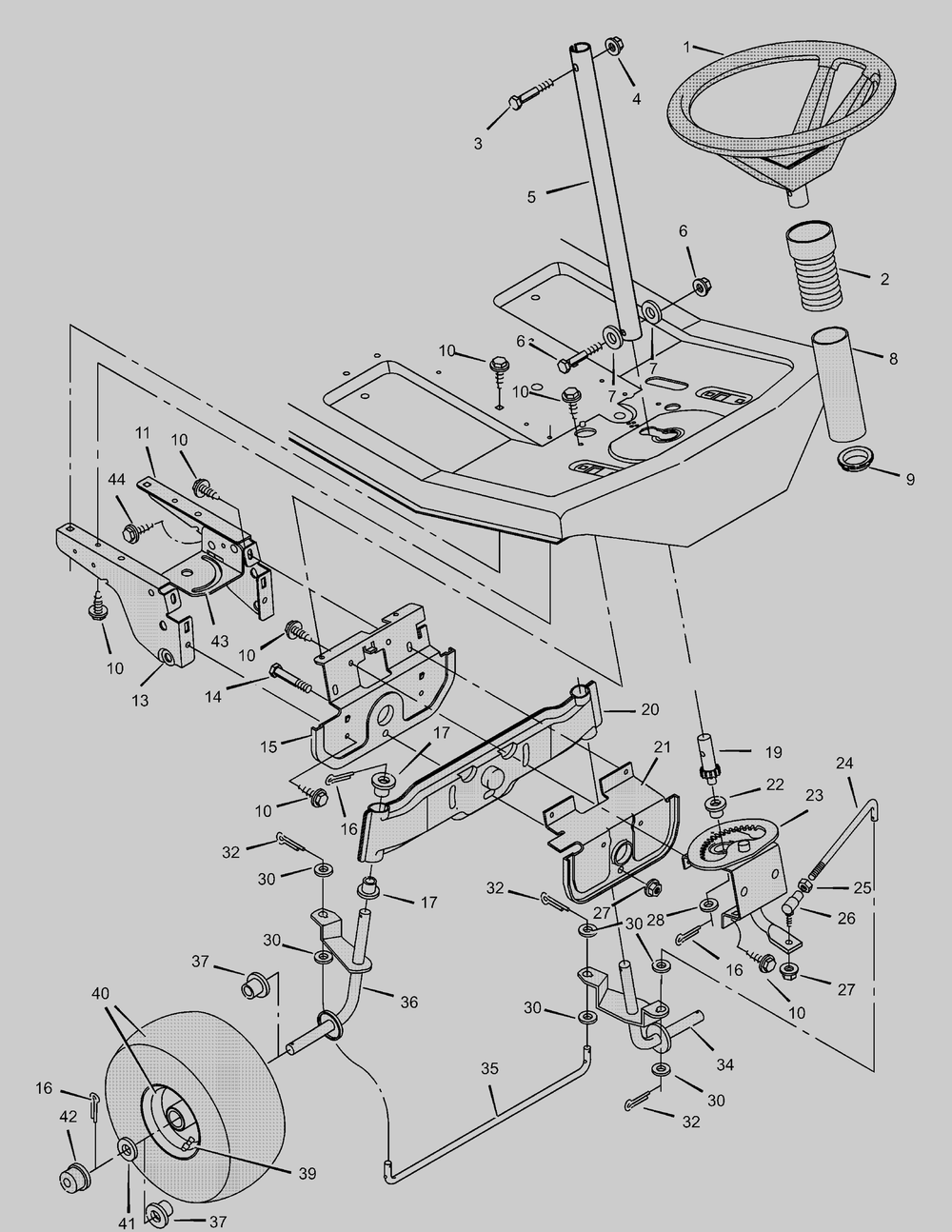 Steering Diagram and Parts List for 30575X8C  Briggs and Stratton Lawn Tractor